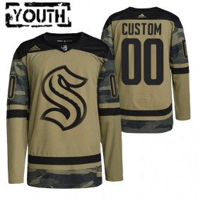 Seattle Kraken Custom 2021-22 Salute To Service Camo Authentic Shirt - Kinderen